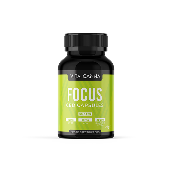 Vita Canna 500mg Broad Spectrum CBD Vegan Capsules - 50 Caps - Focus